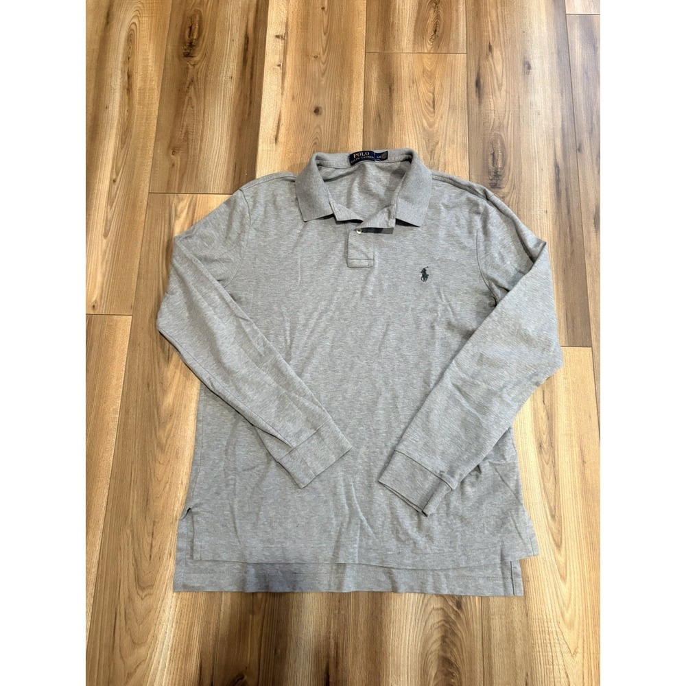 Ralph Lauren Polo Long Sleeve Shirt Gray Men's Large Pony Golf Preppy